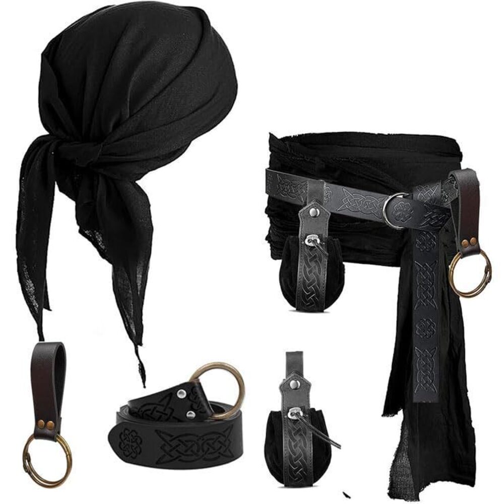 9425 Pirate Costume Head Scarf Bandana Hat Waist Sash Medieval